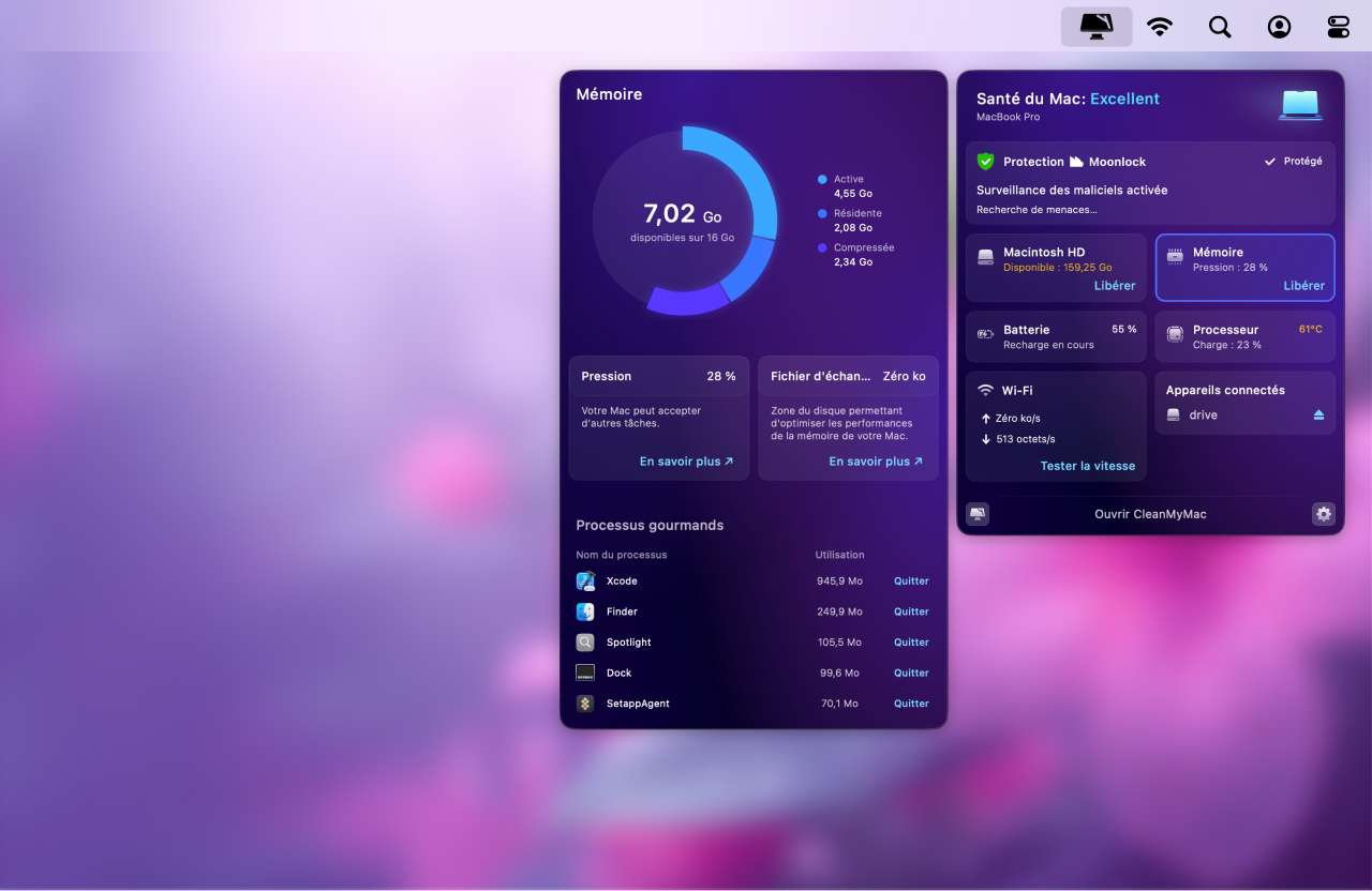 Optimisation menu &ndash; CleanMyMac