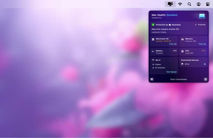 CleanMyMac menu