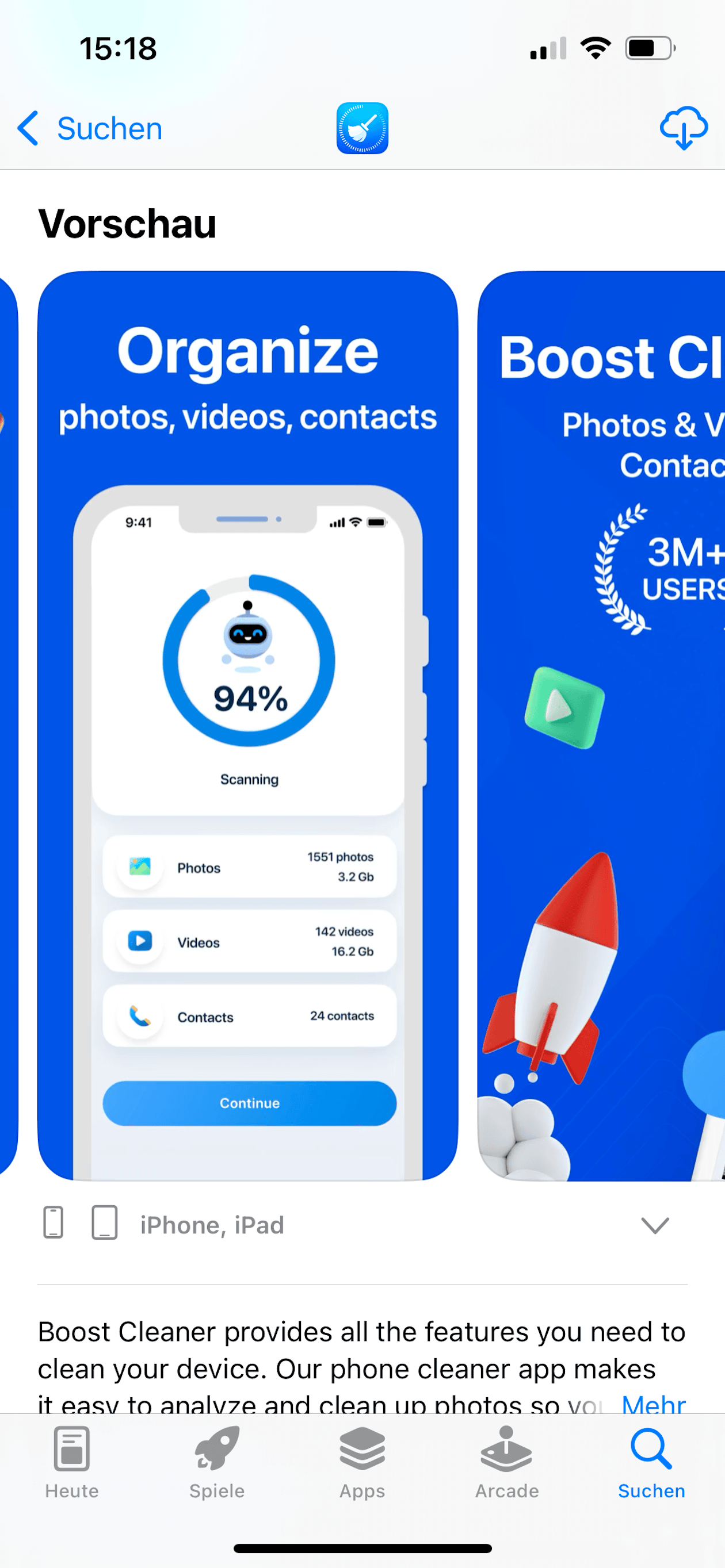 Boost Cleaner scannt deine Mediathek und Kontakte nach doppelten Eintr&auml;gen, und pr&auml;sentiert die Ergebnisse in einer &uuml;bersichtlichen Oberfl&auml;che