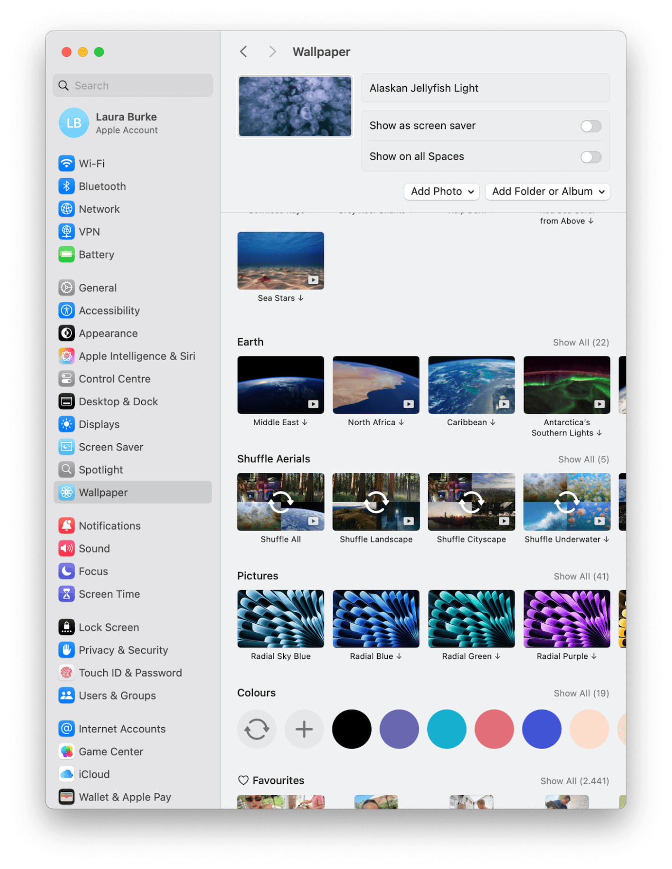 Set a new built-in wallpaper via System Settings