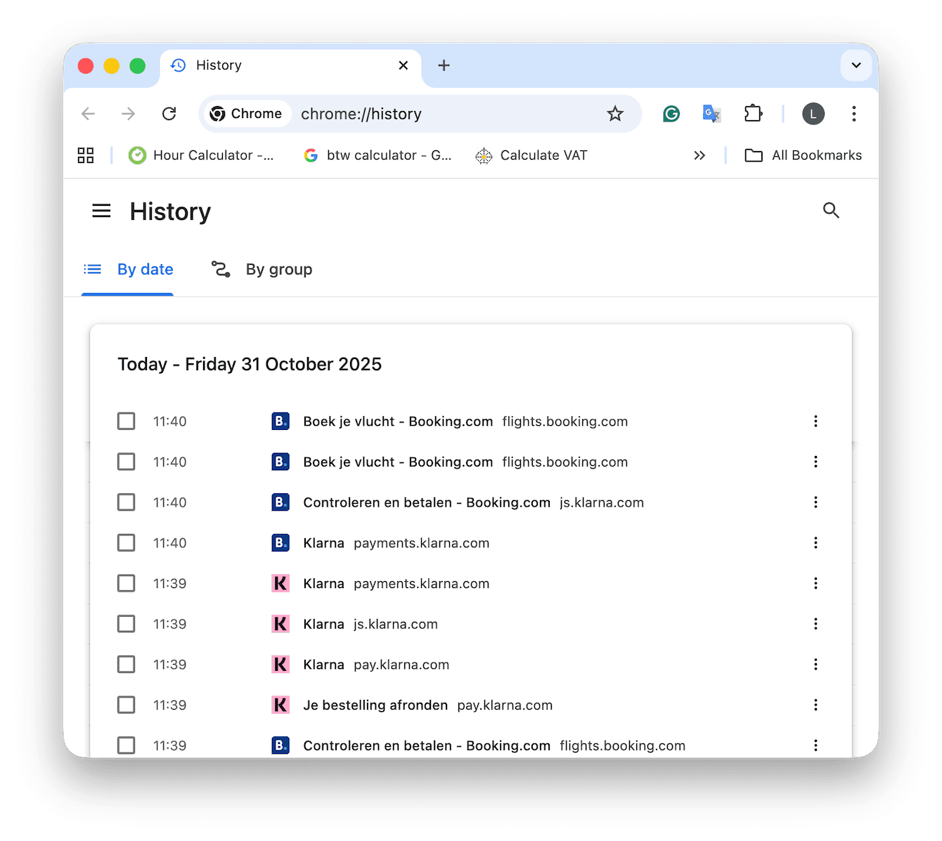 Chrome browsing history
