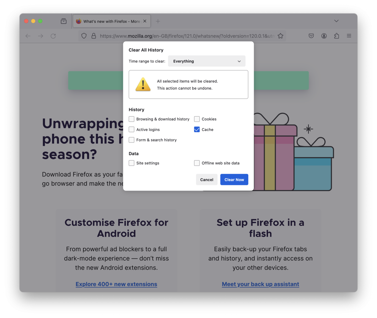 如何清理 Firefox 的缓存