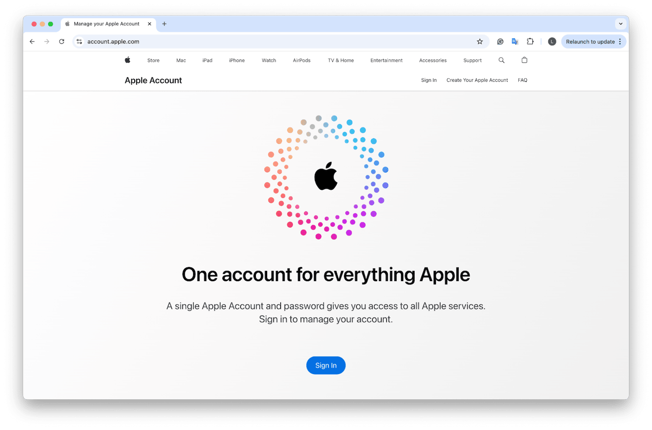 Apple account website