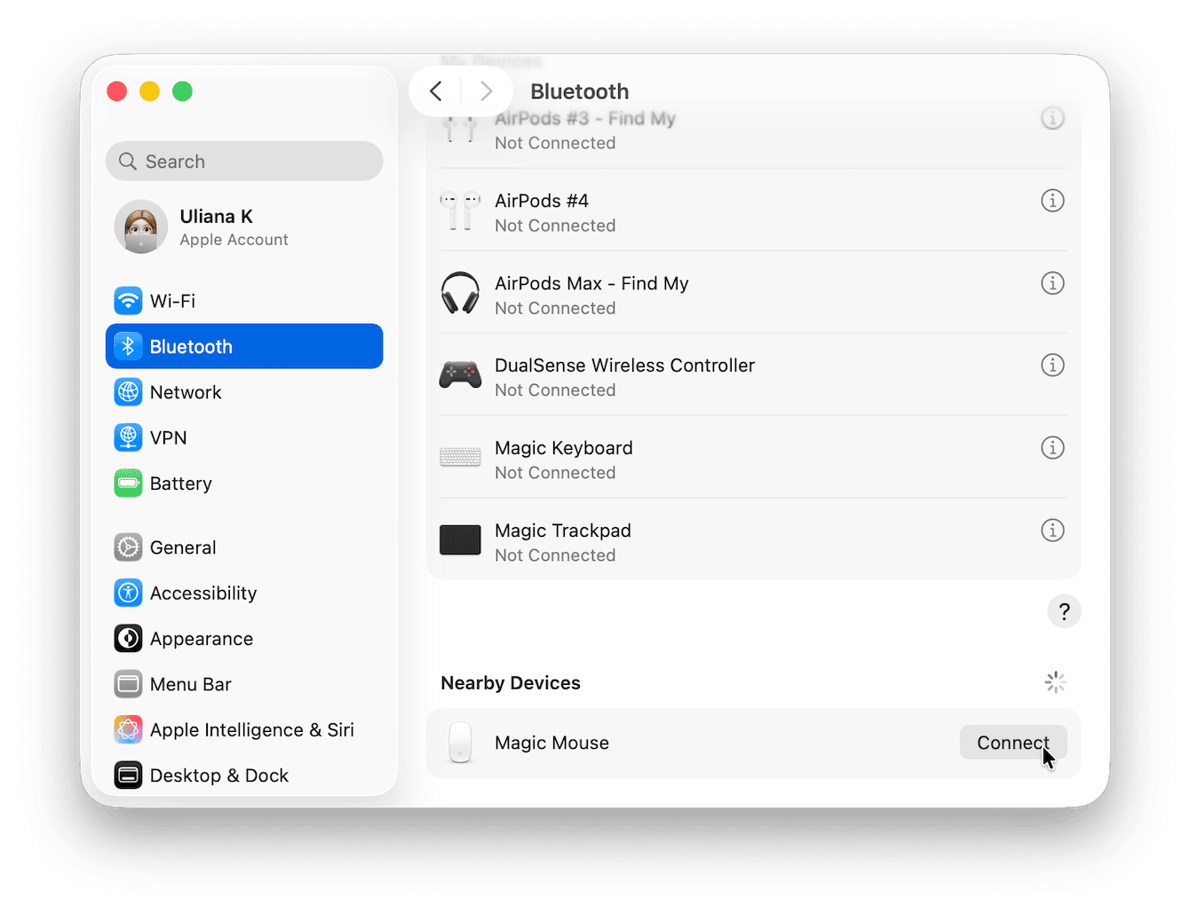 Select Magic Mouse and complete pairing
