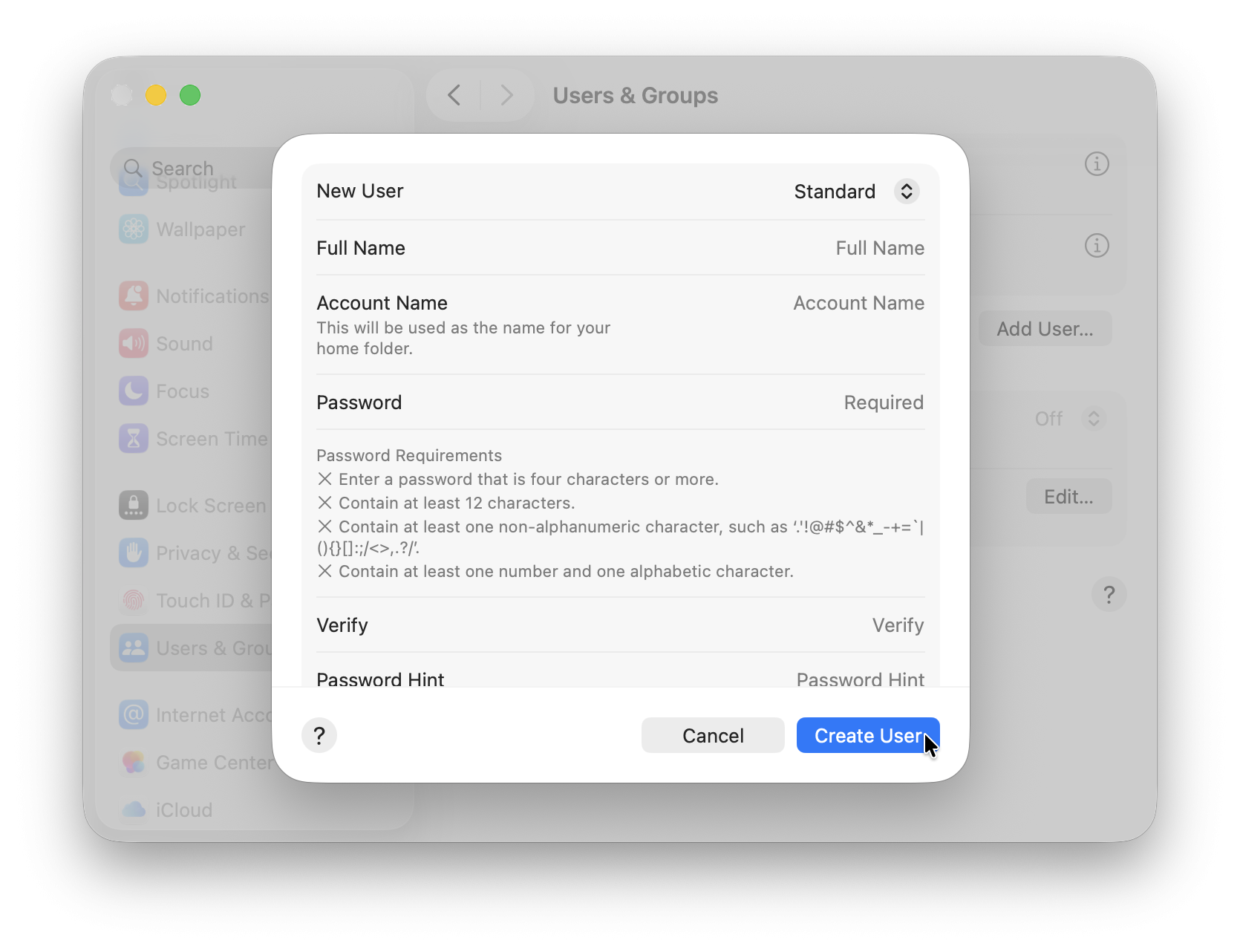 How to create a new user on Mac
