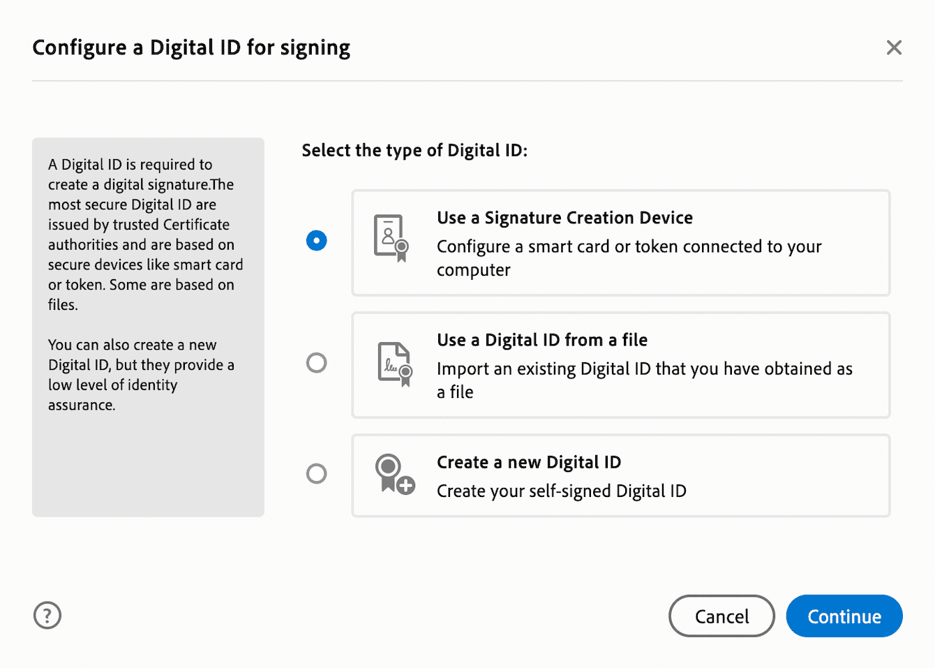 Creating a digital signature certificate