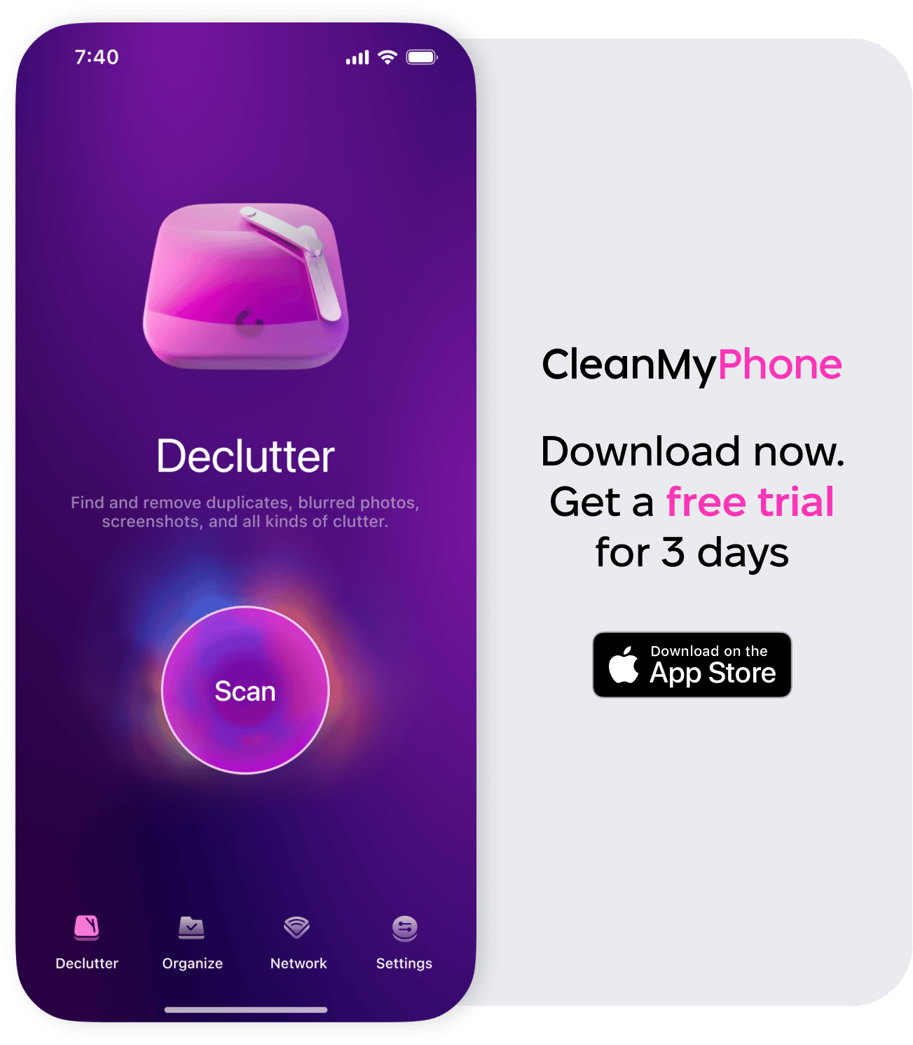 Declutter module in CleanMy&reg;Phone