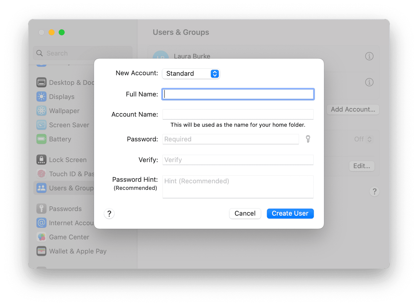 Users & Groups &ndash; Account Settings