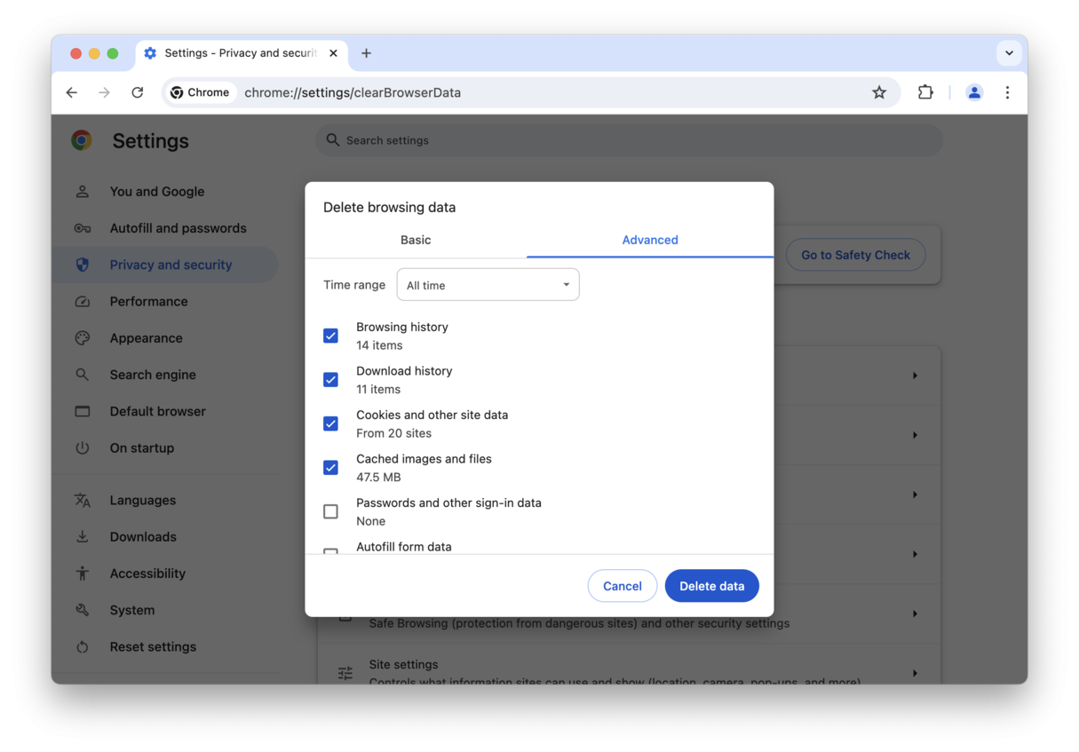 Borrar datos de navegaci&oacute;n