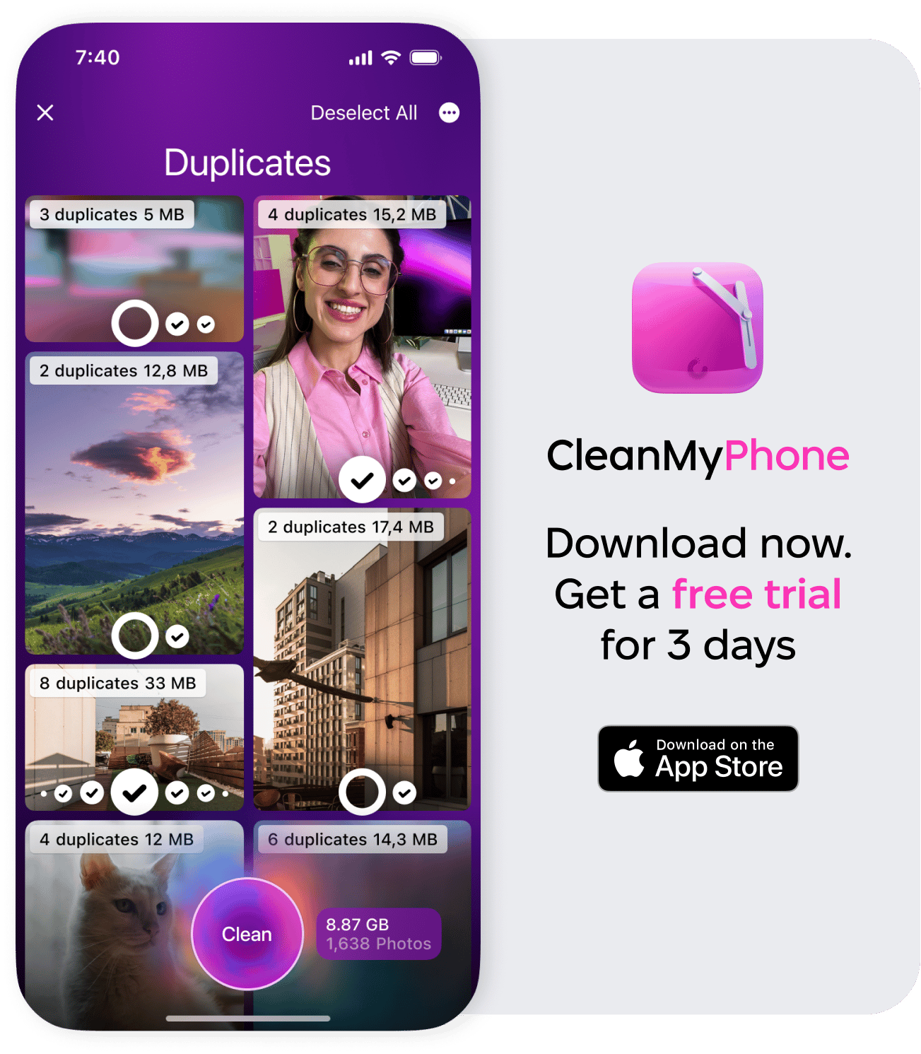Declutter module in CleanMy&reg;Phone &ndash; Duplicates