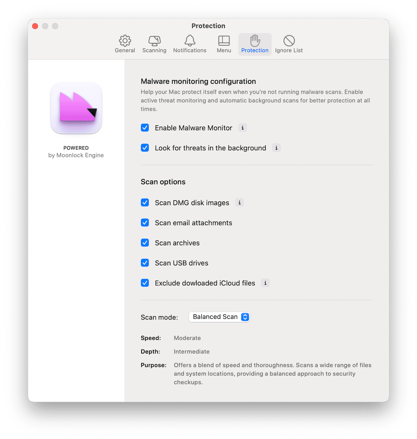 Open it and select Protection > Configure Scan