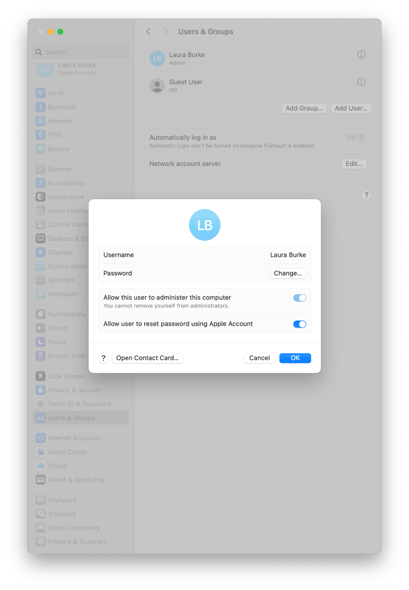 System Settings > Users & Groups