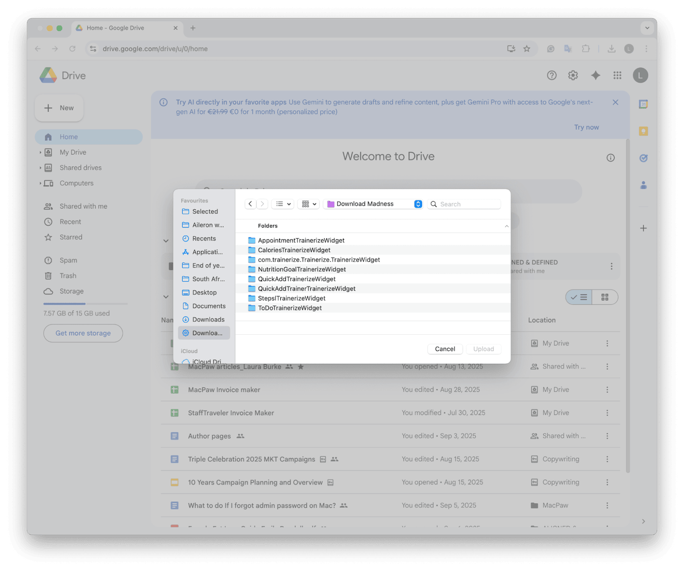 Google Drive to backup Mac