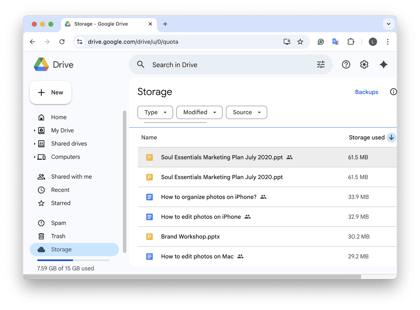 Clear storage to declutter