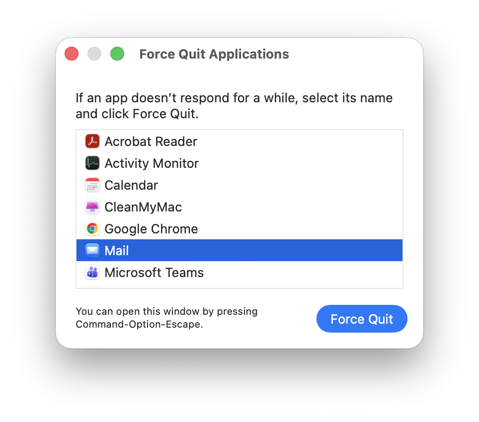Force quit unresponsive apps