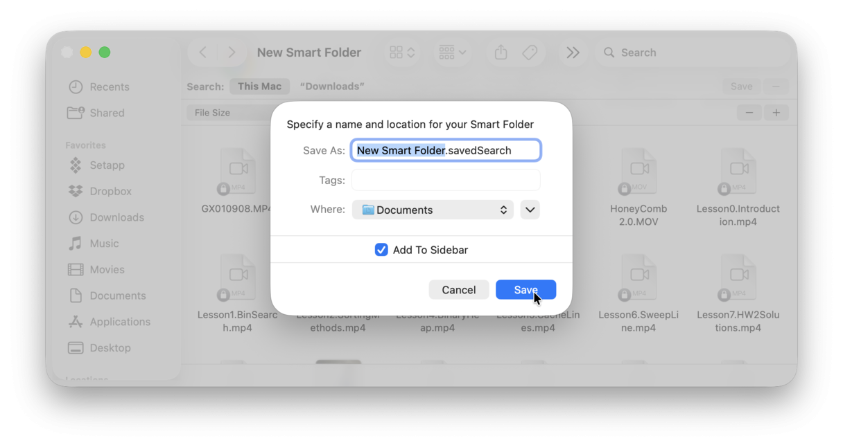 How to create a smart folder on Mac