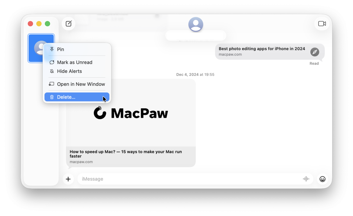 How to delete conversations in Messages on Mac