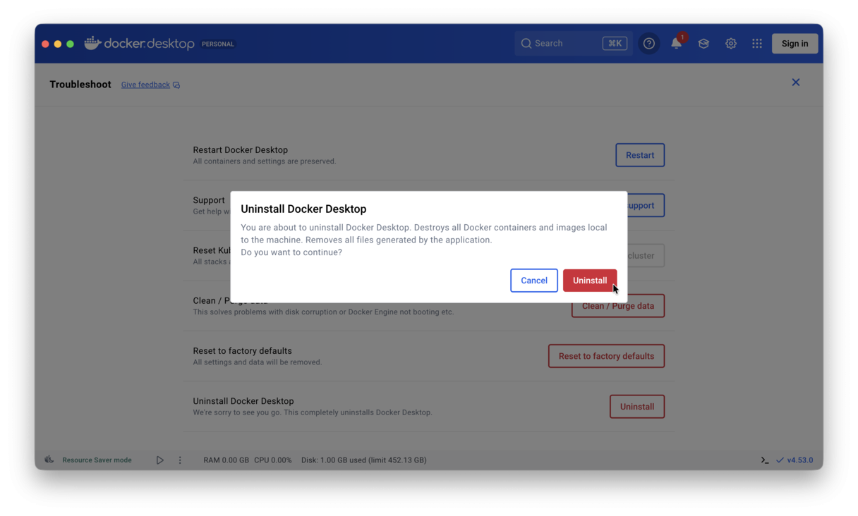 How to uninstall Docker from Mac with a built-in uninstaller