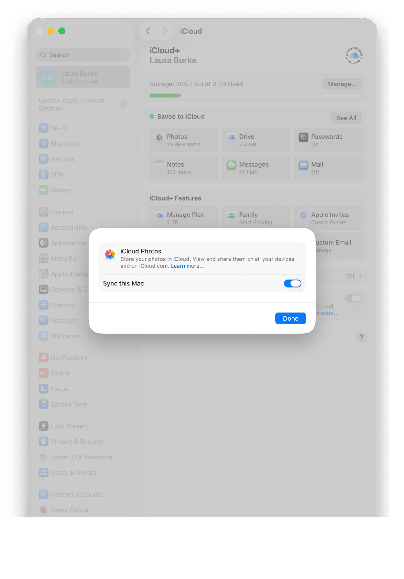 iCloud Photos settings