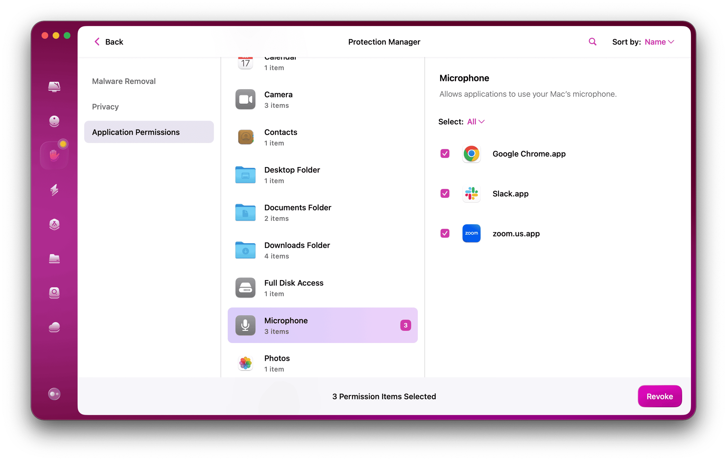 CleanMyMac - Application permissions