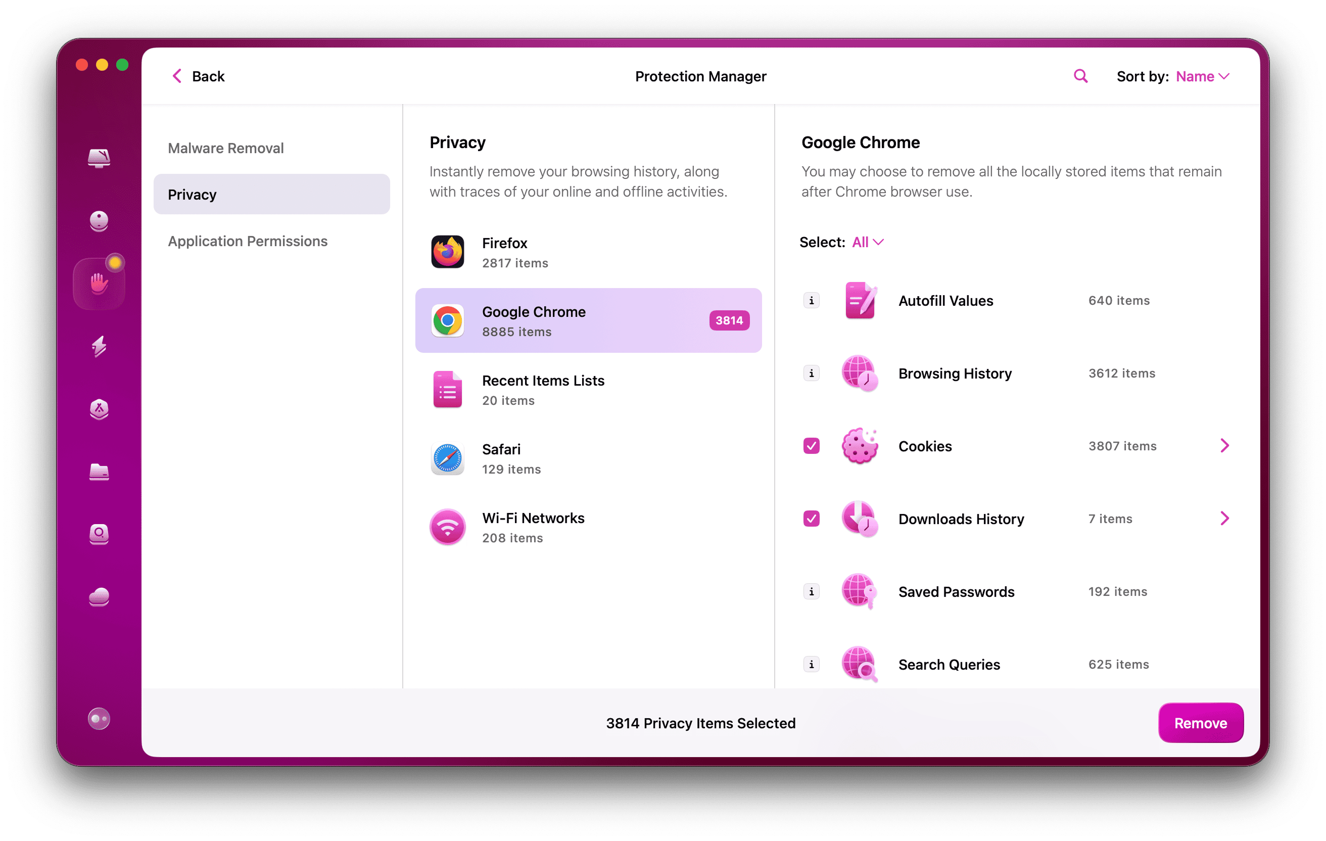CleanMyMac - Chrome in Protection tab