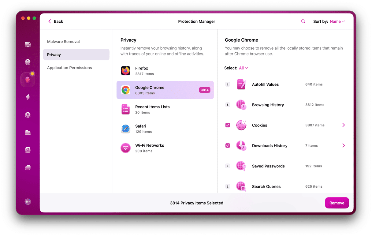 CleanMyMac - Chrome in Protection tab