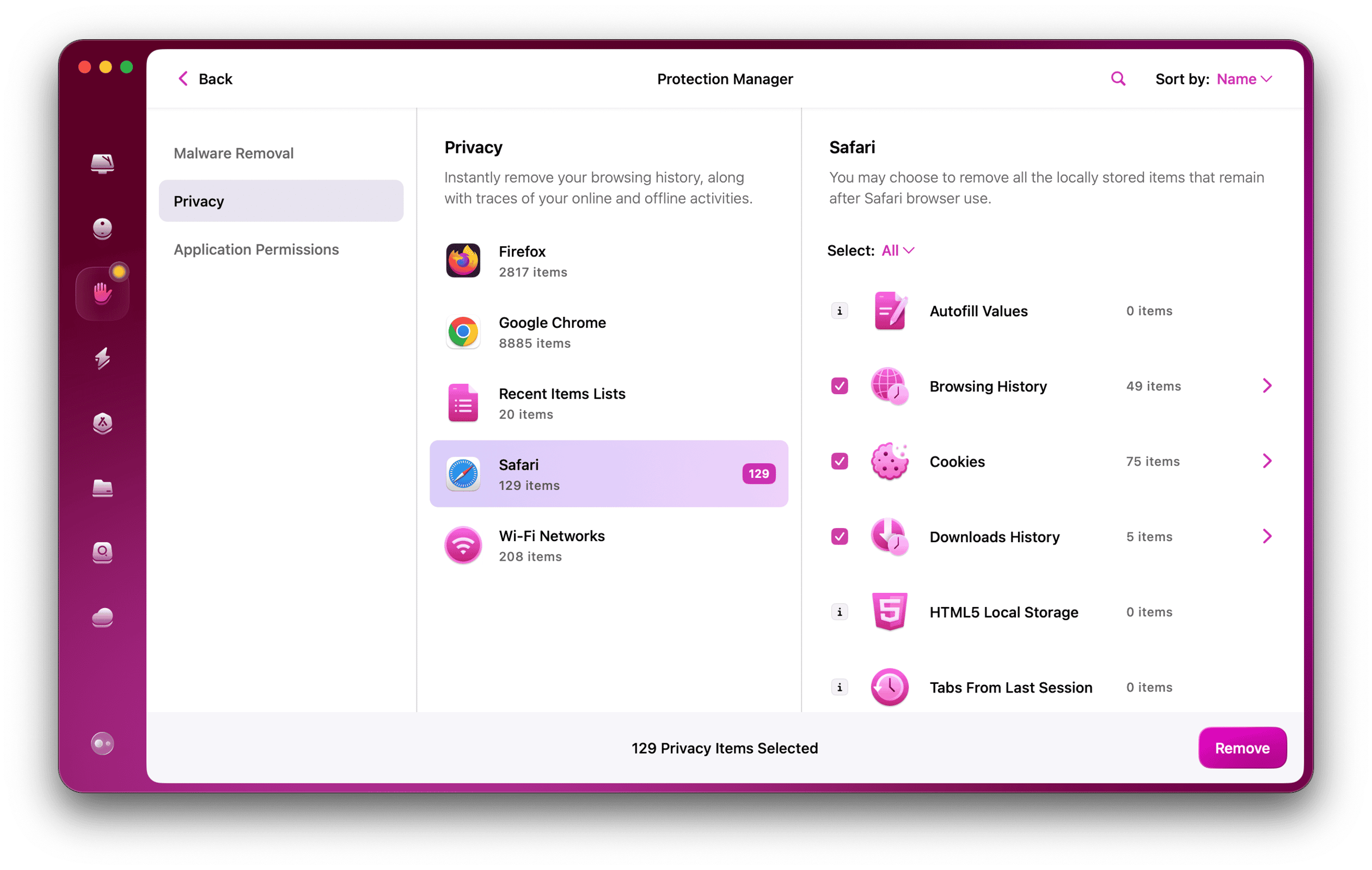 CleanMyMac - Safari in Protection Manager