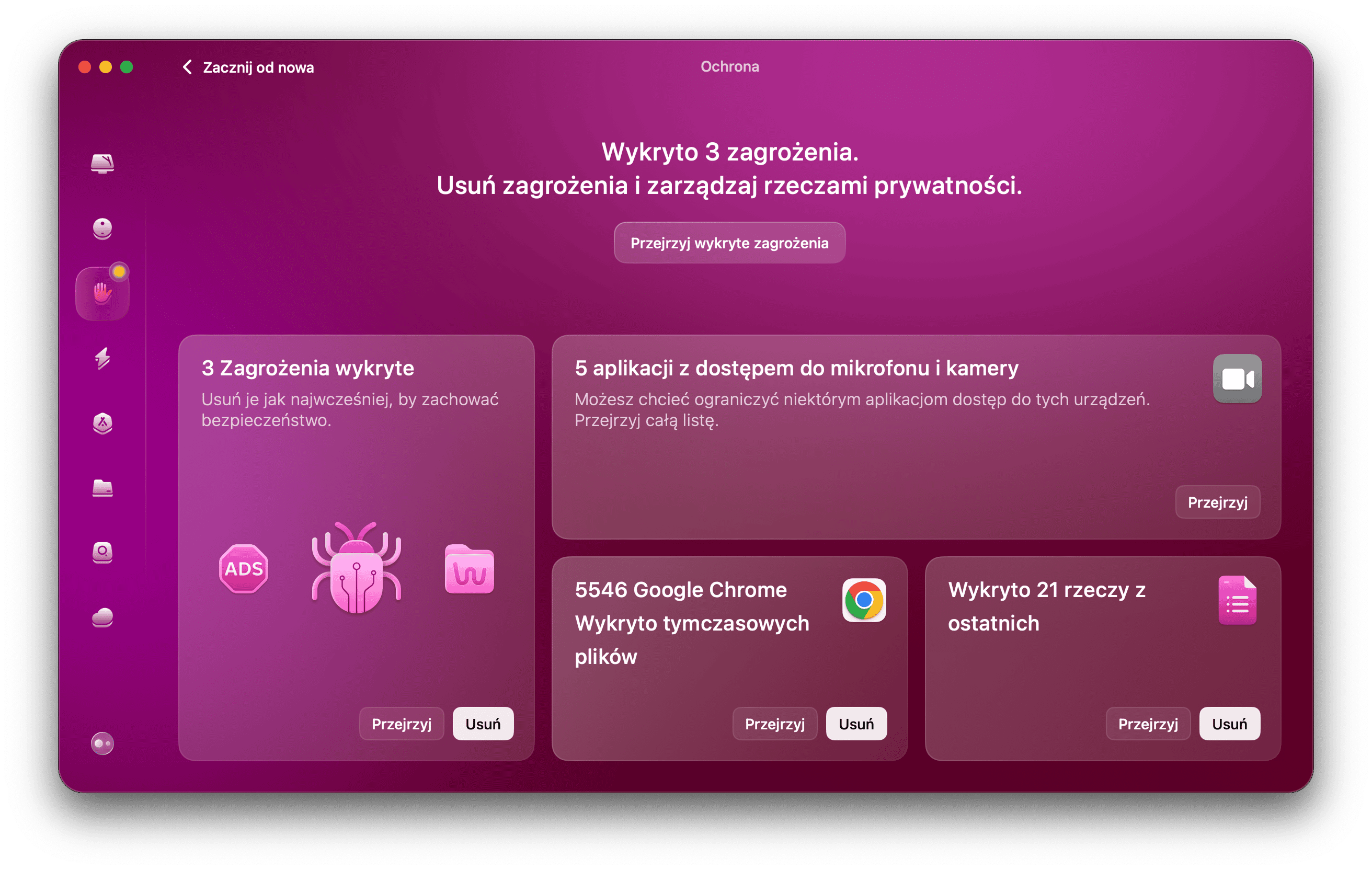 Wyszukaj zagrożeń na Macu