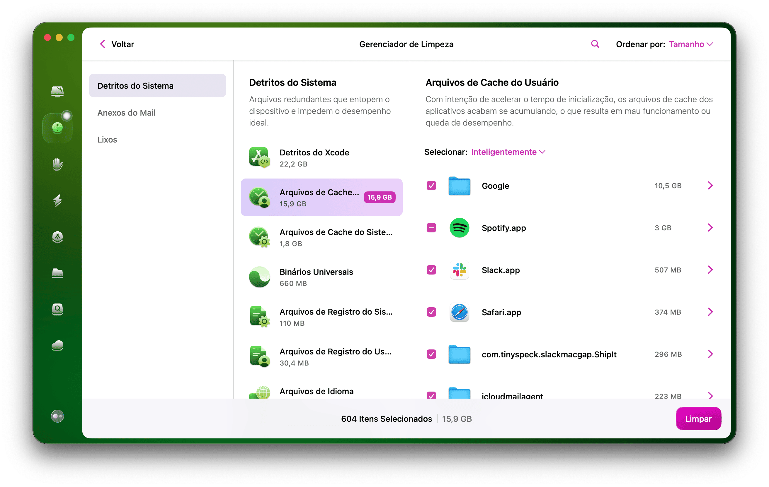 CleanMyMac - An&aacute;lise do lixo do sistema conclu&iacute;da