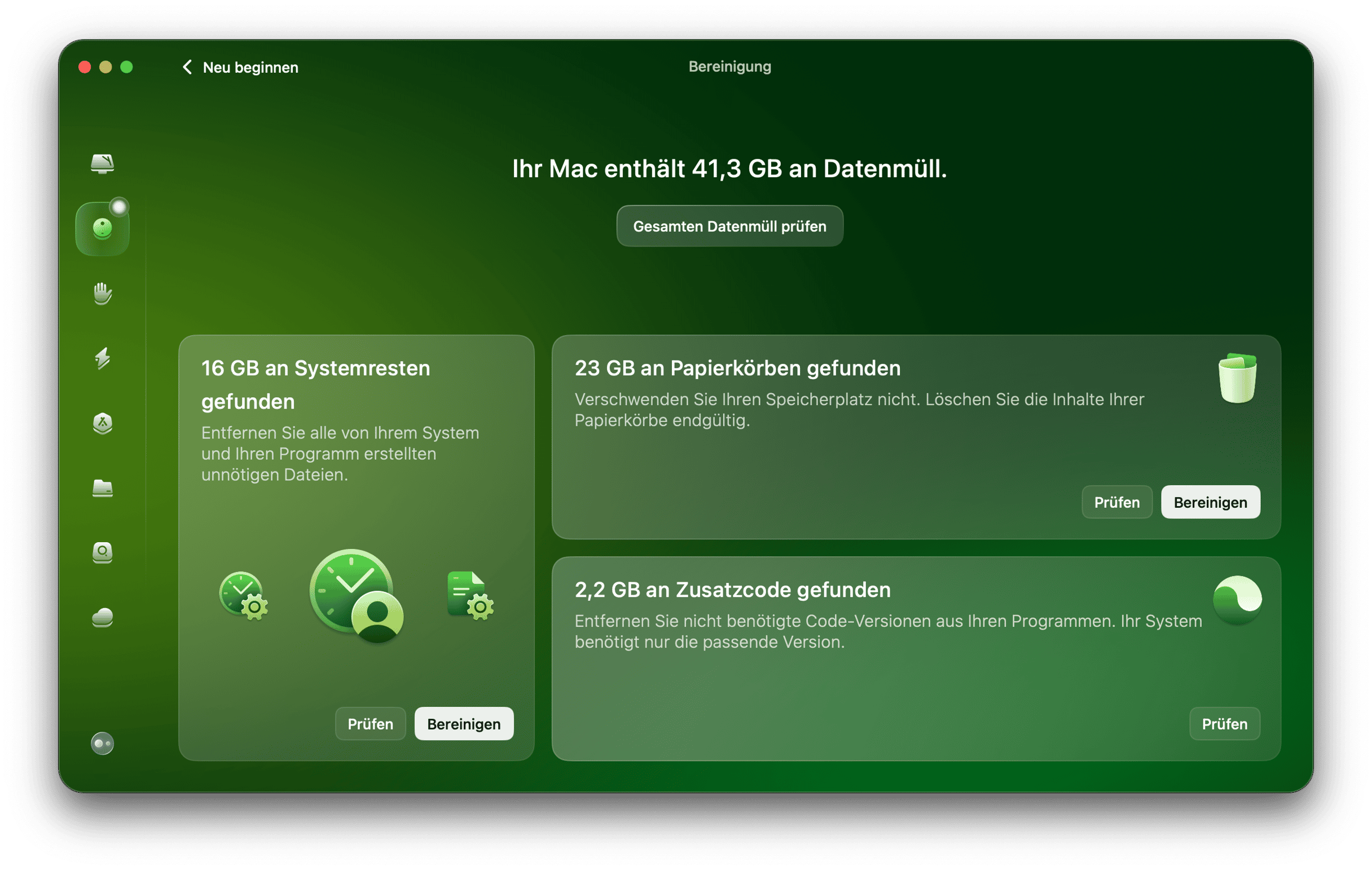 L&ouml;schen Sie Systemreste
