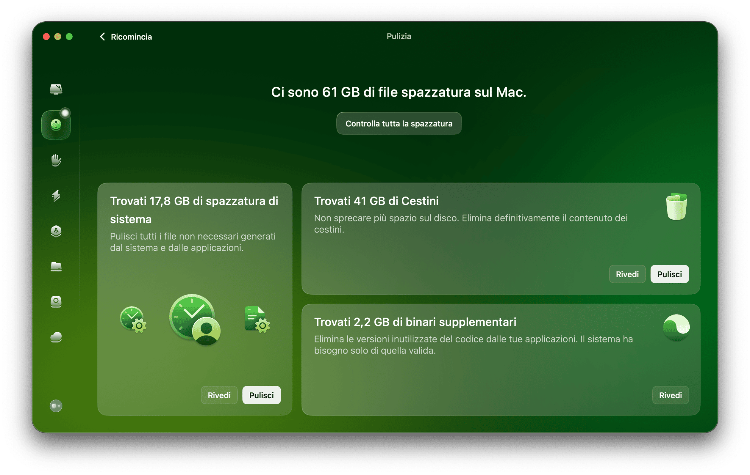 CleanMyMac &ndash; Avvia la scansione