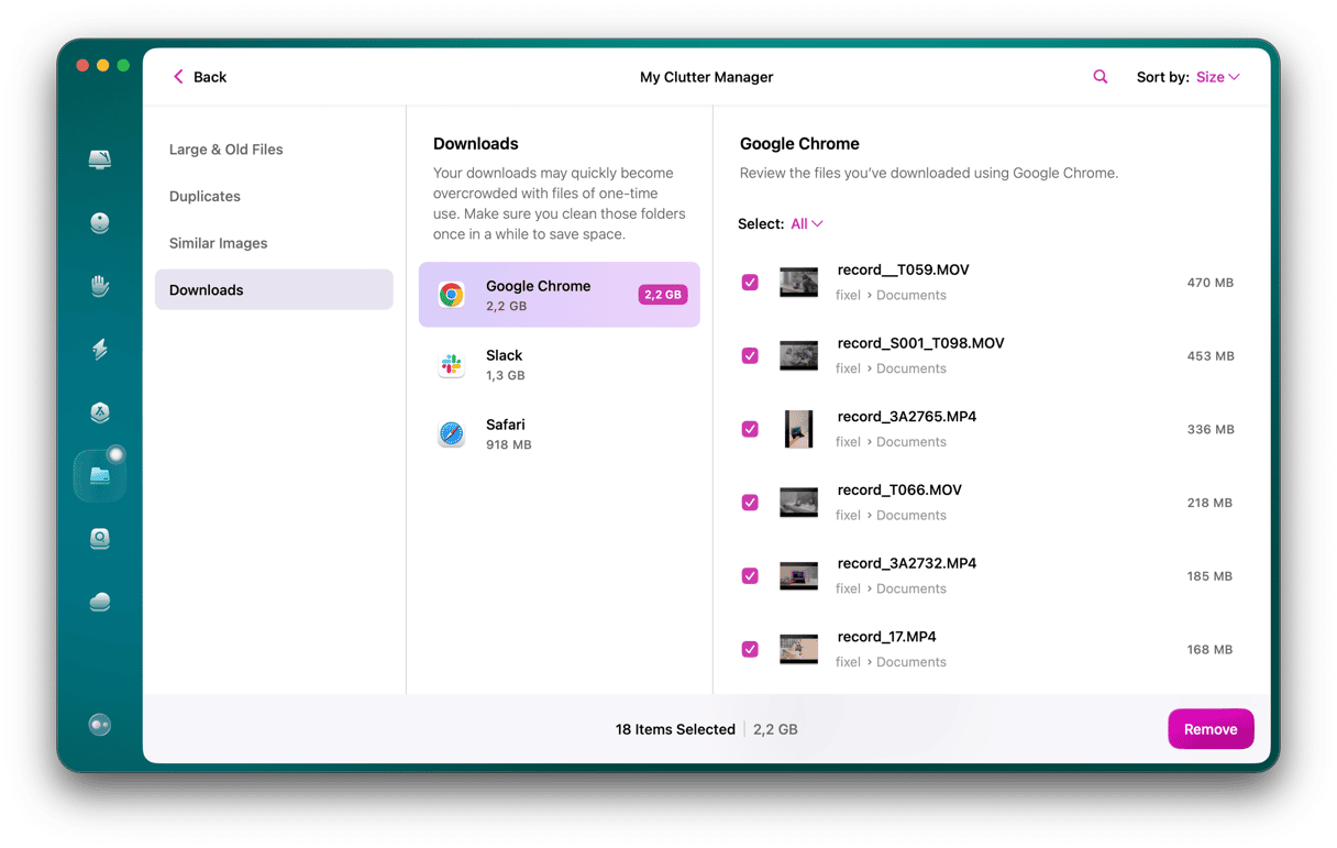 CleanMyMac - Downloads in System Junk module