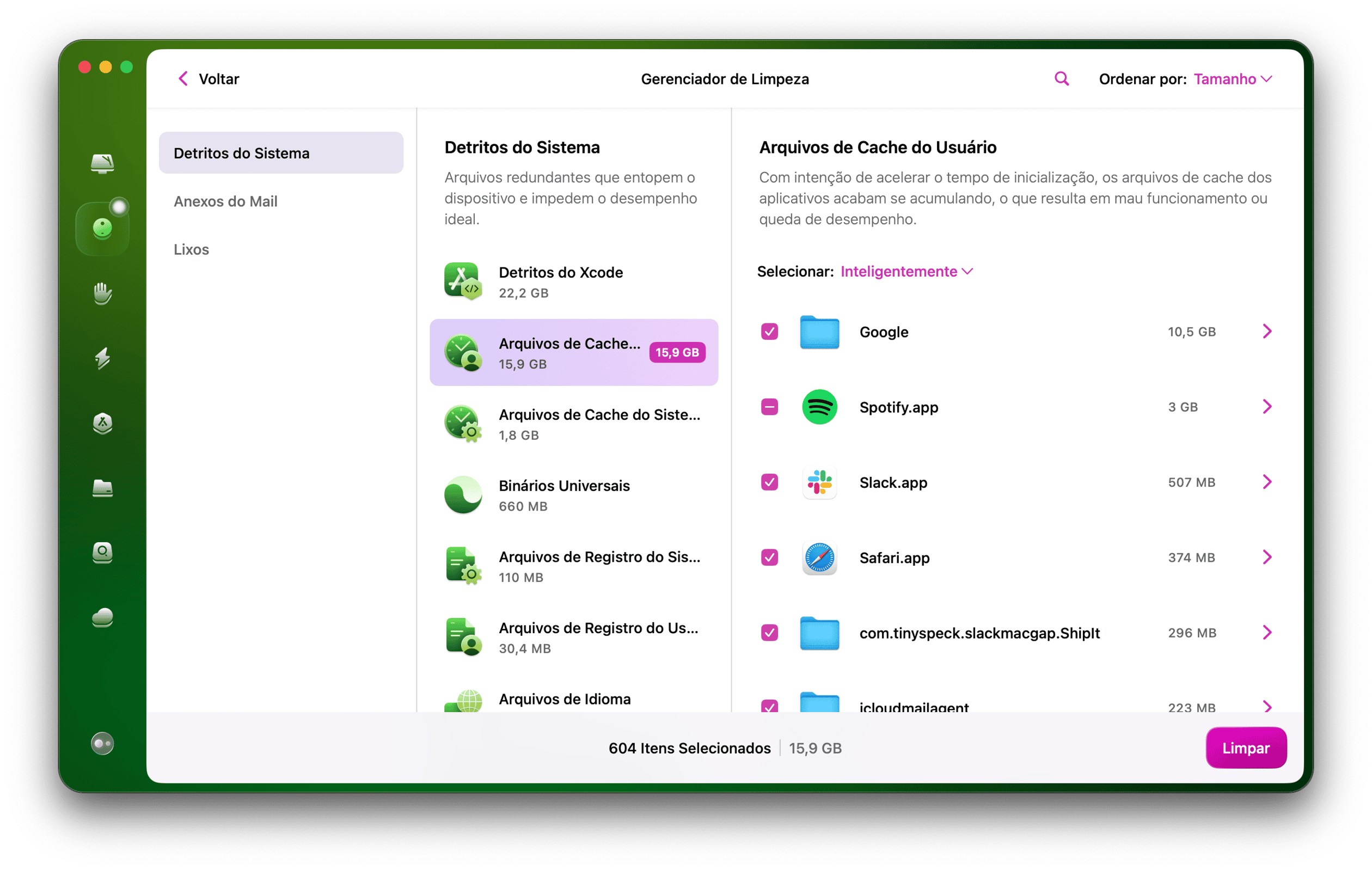CleanMyMac &ndash; Arquivos de Cache do Usu&aacute;rio