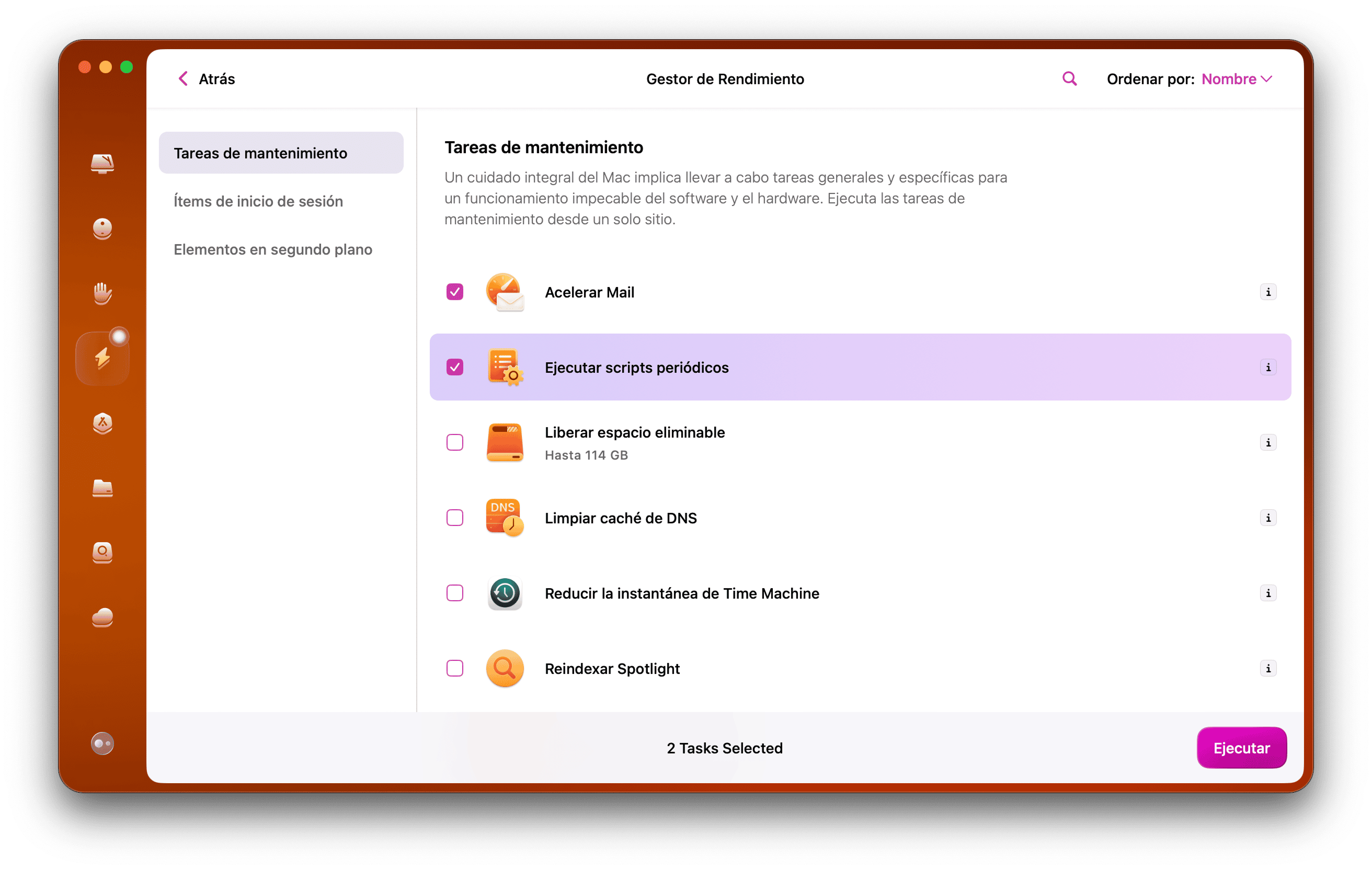 Scripts de mantenimiento en CleanMyMac