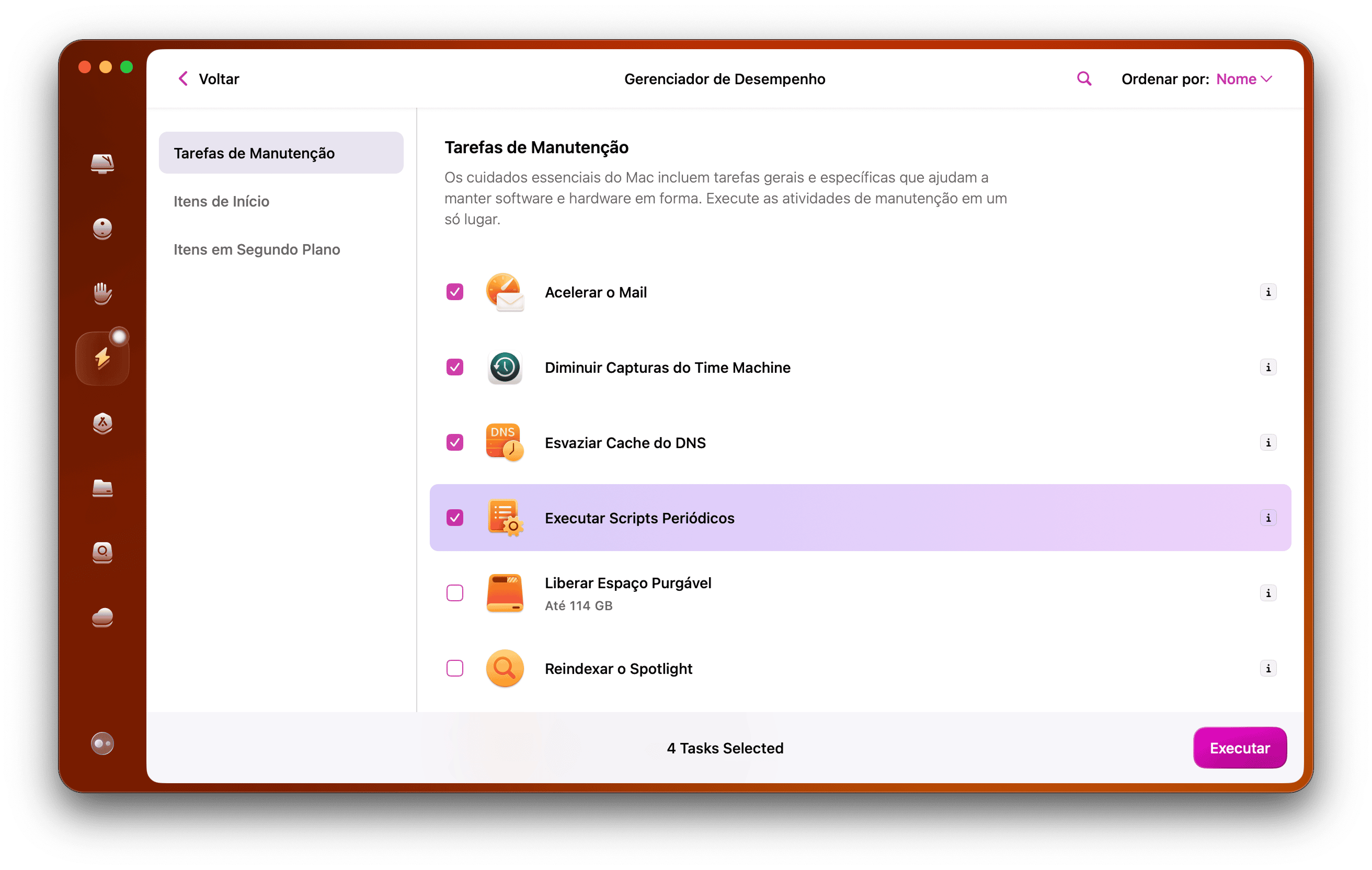 Execute scripts de manuten&ccedil;&atilde;o