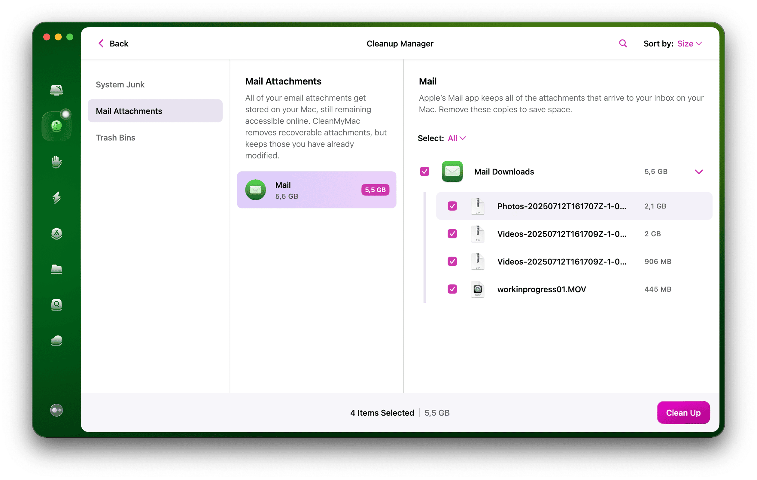 CleanMyMac - Mail in Cleanup module