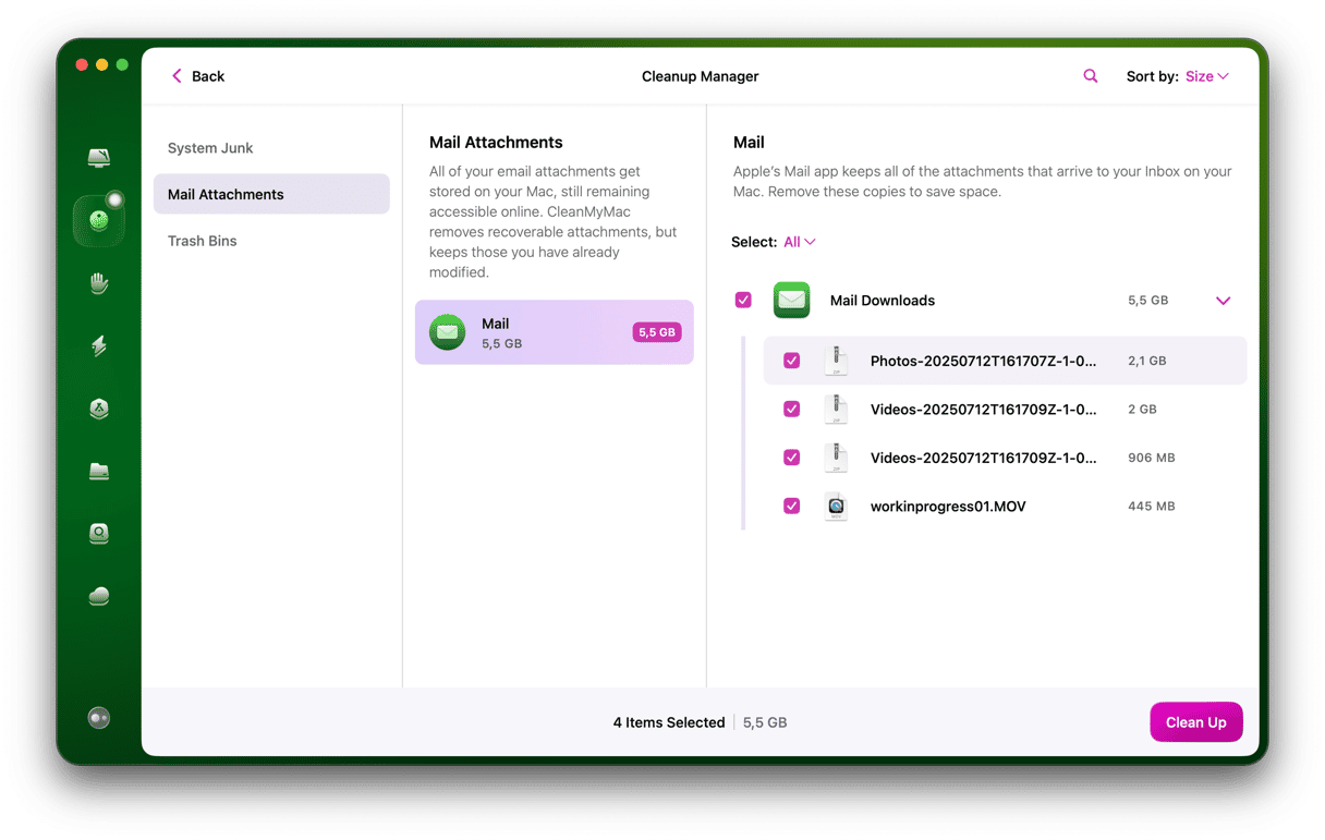 CleanMyMac - Mail in Cleanup module