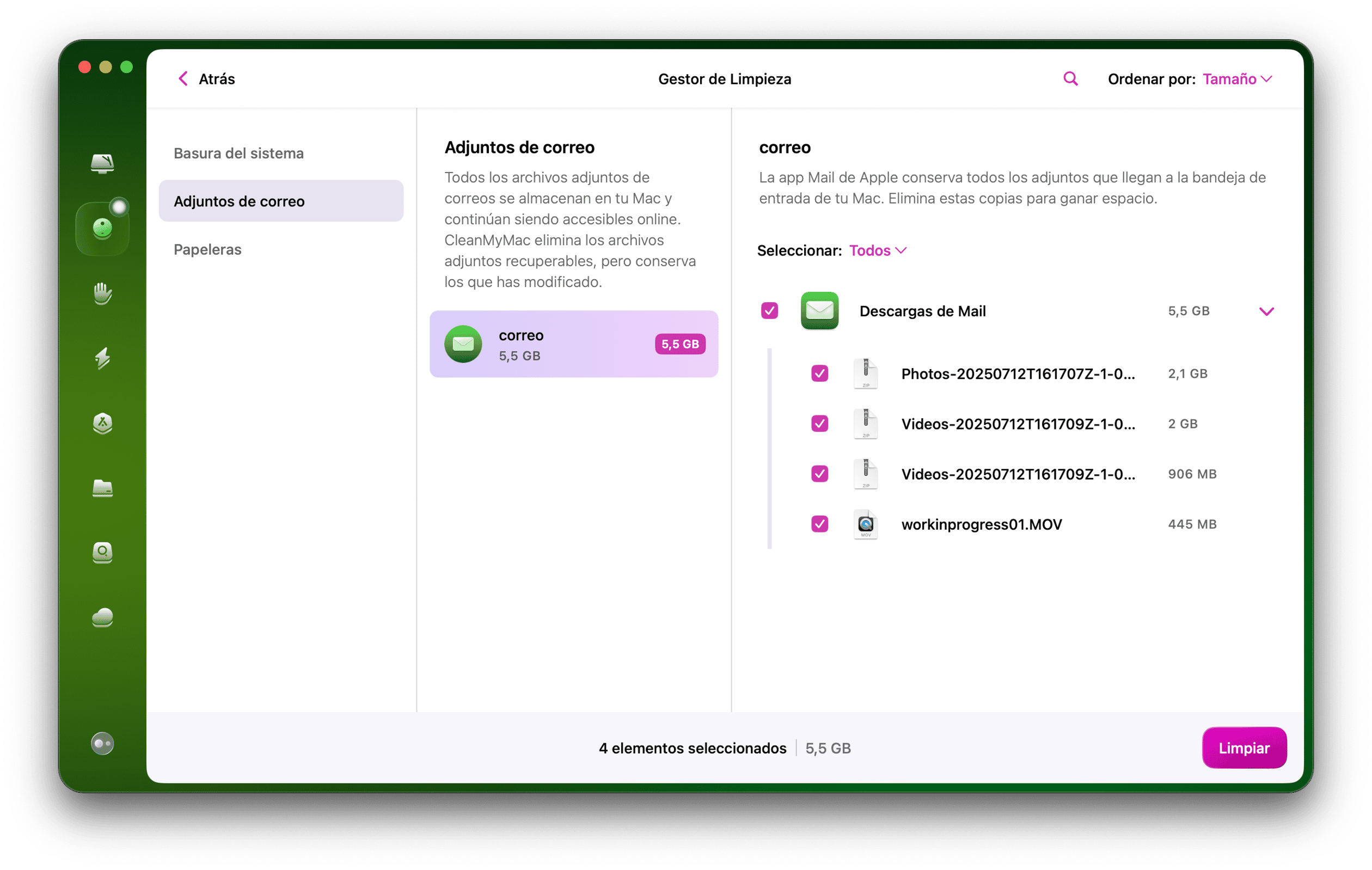 Elimina archivos adjuntos de Mail problem&aacute;ticos