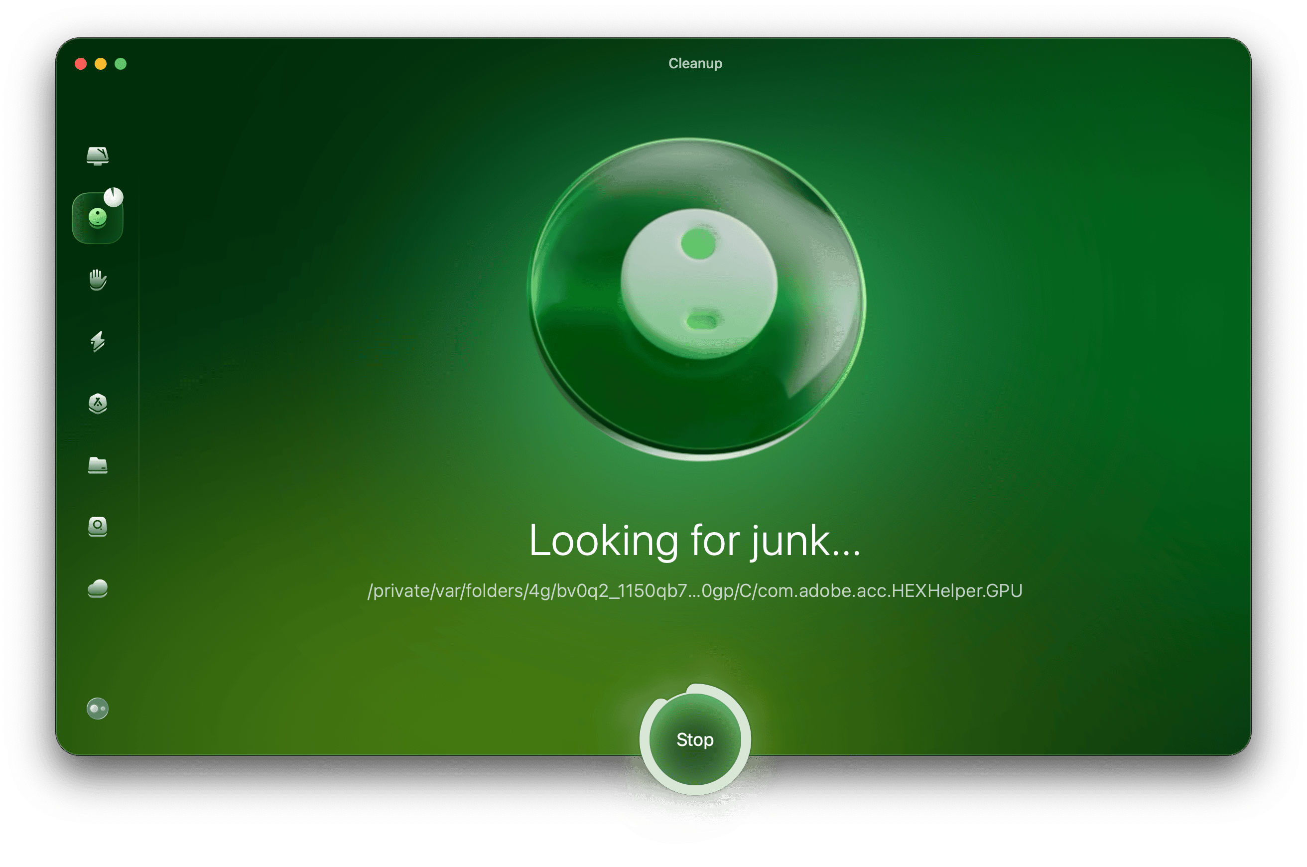 Scan in progress in Clean up module of CleanMyMac