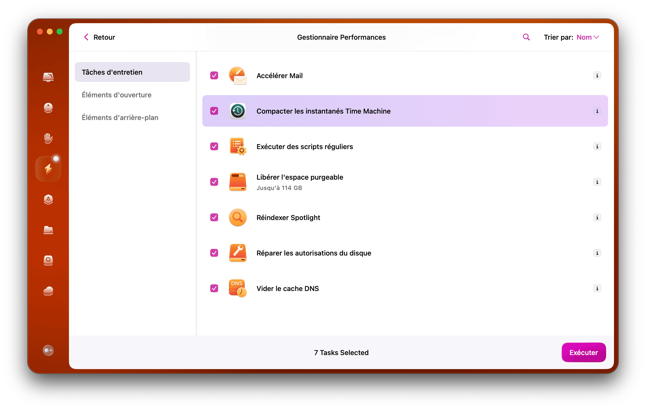 Pour faire du tri dans vos instantan&eacute;s et r&eacute;cup&eacute;rer de l'espace disque, le plus simple est d'utiliser le module Entretien de CleanMyMac