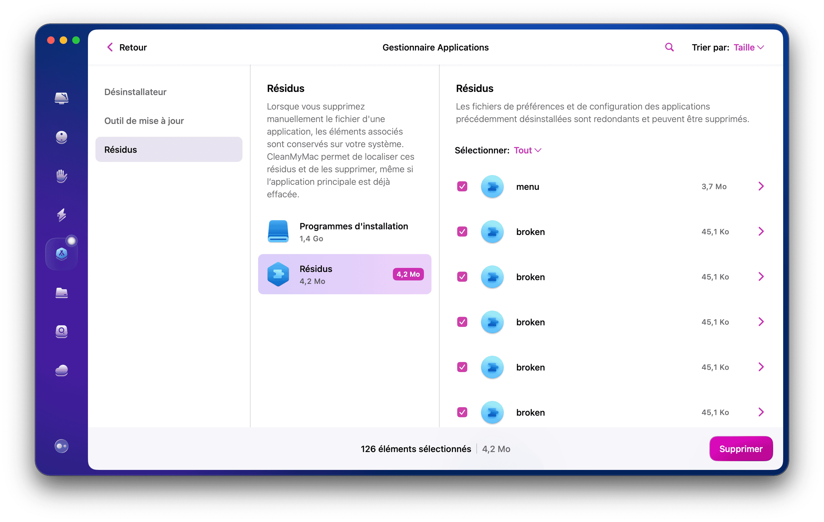 CleanMyMac &ndash; G&eacute;rer mes applications