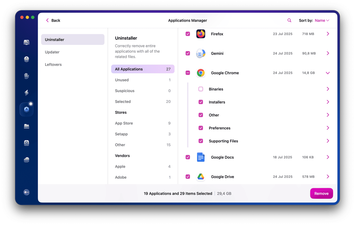 Reset Chrome with CleanMyMac