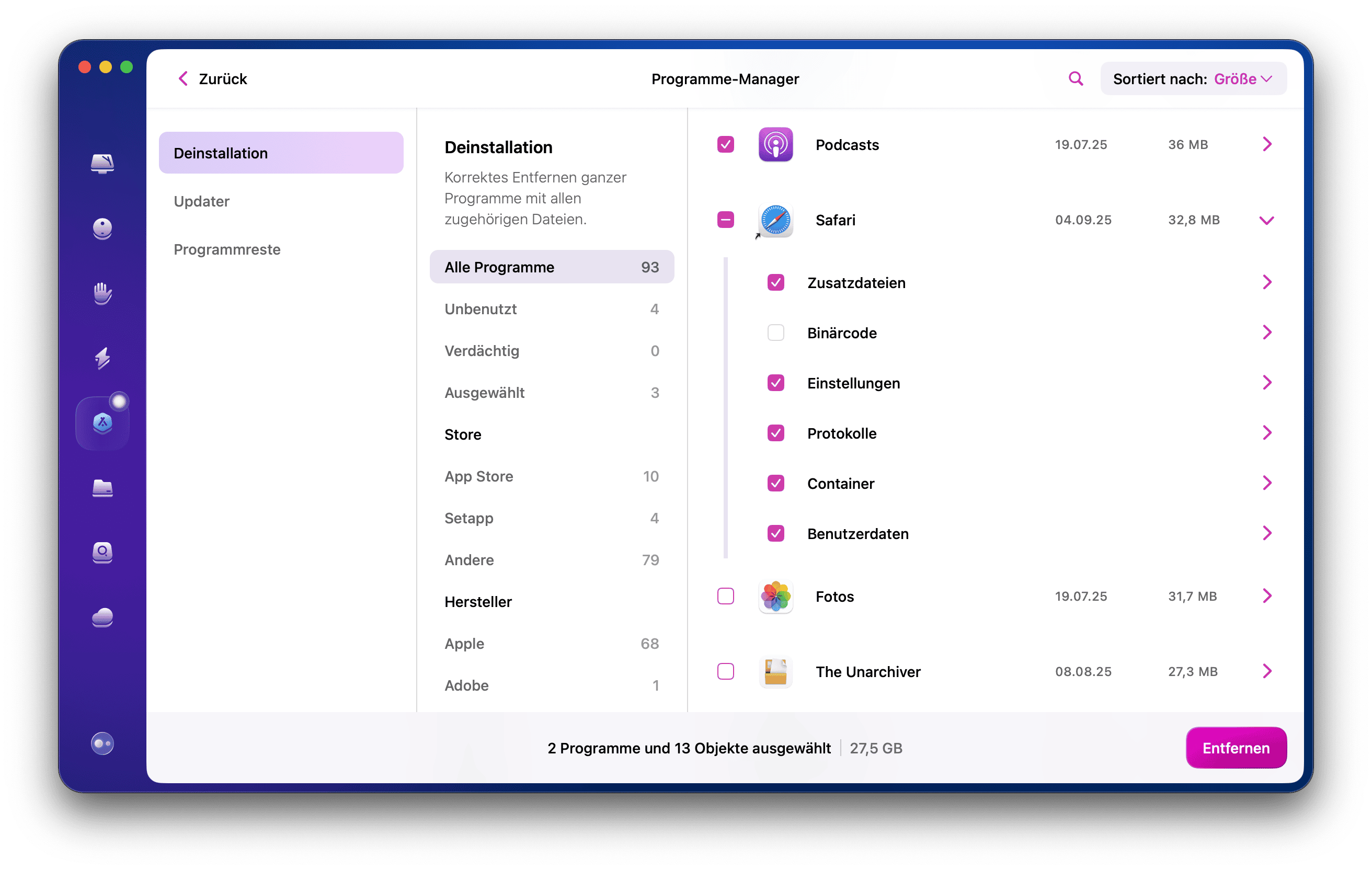 Mail-App zur&uuml;cksetzen
