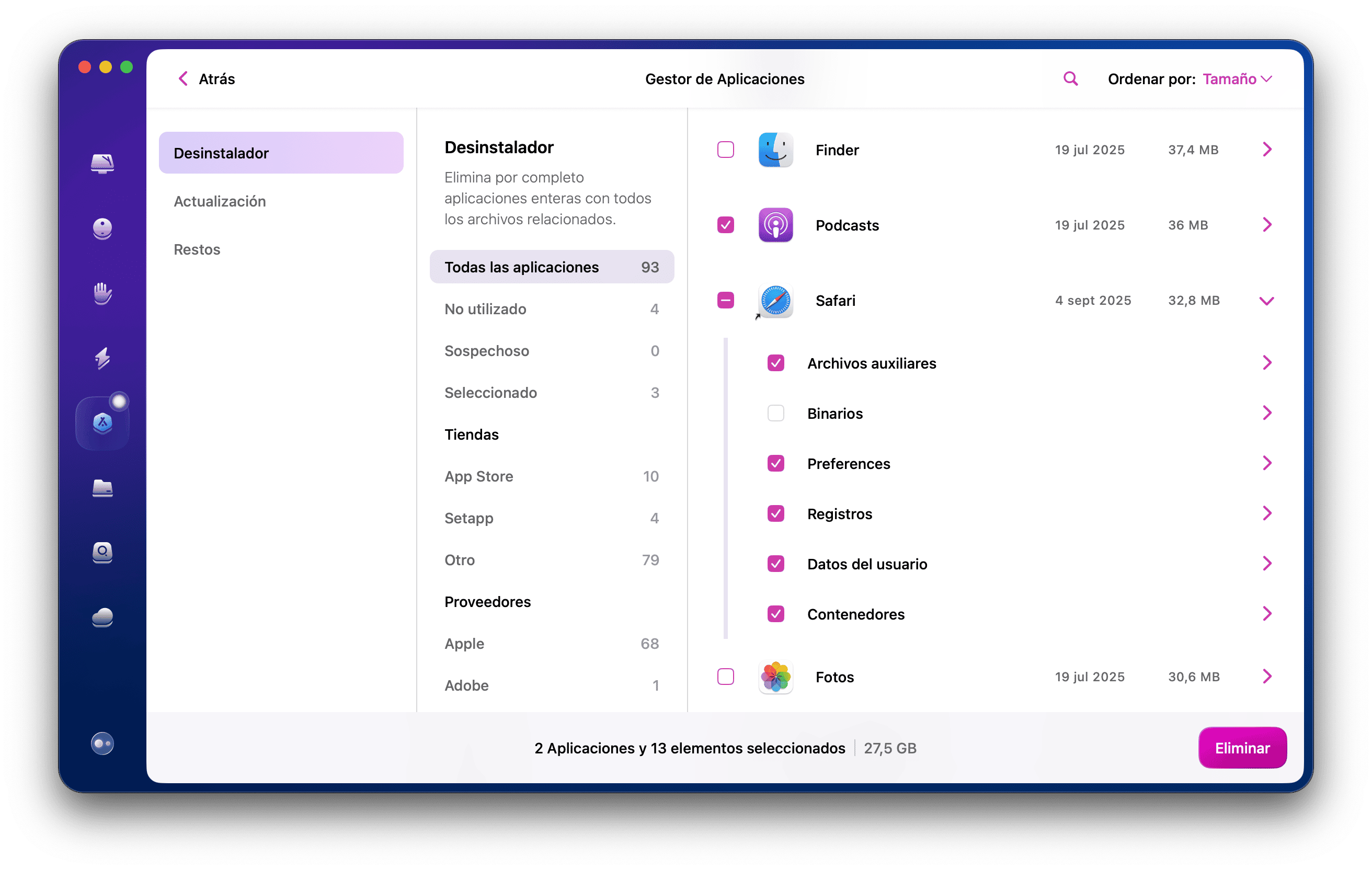 Restablecer la app de Mail