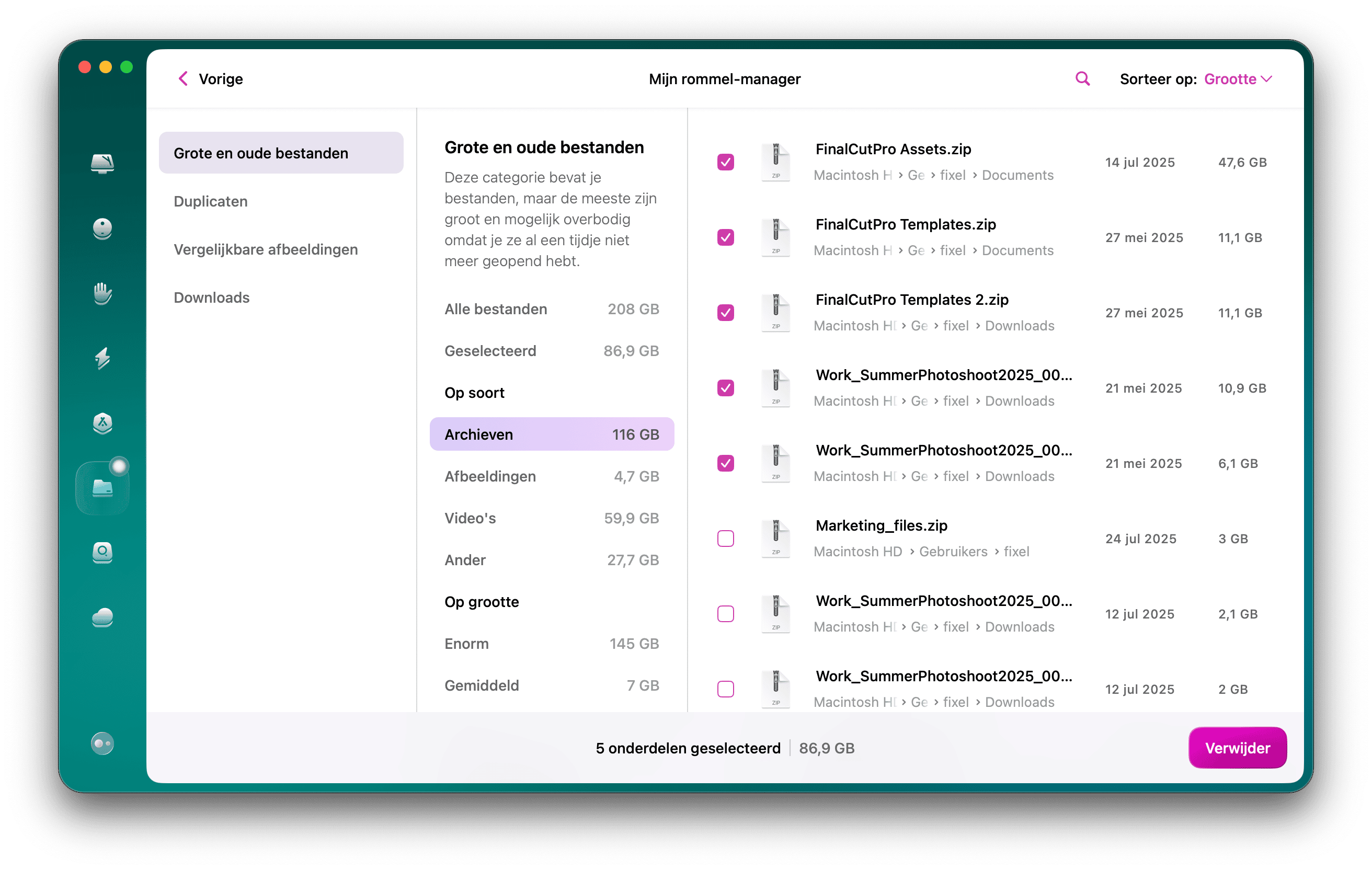 CleanMyMac &ndash; Verwijder oude bestanden