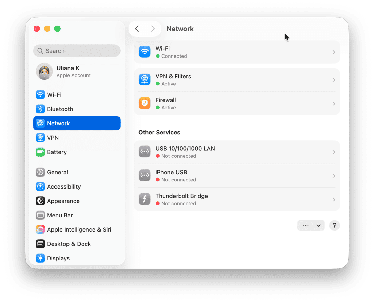 System Preferences - Network