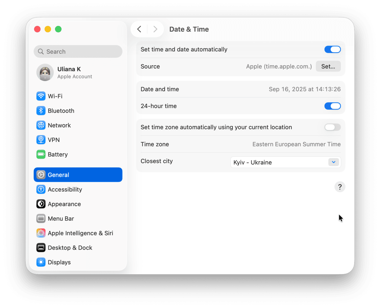 System Preferences - Date & Time