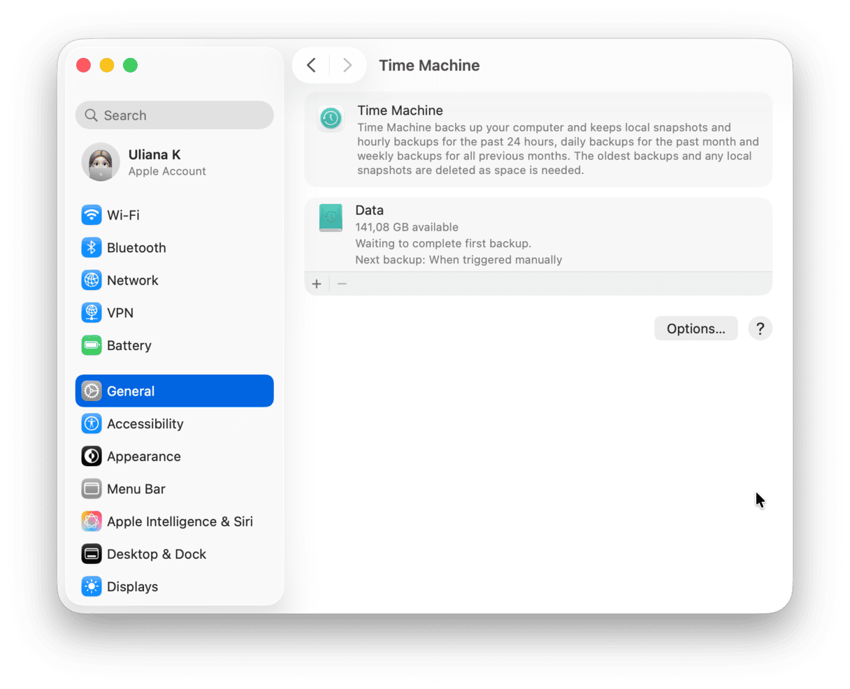 System Preferences - Time Machine