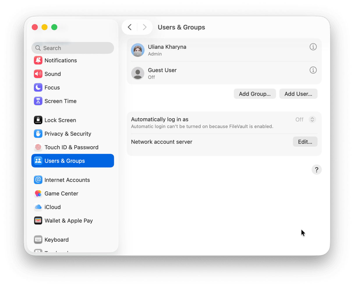 System Preferences - Users & Groups