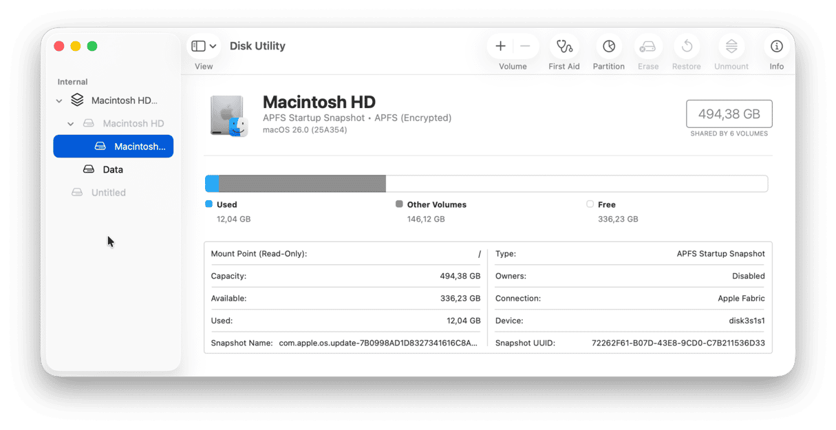 Disk Utility window